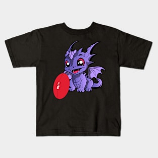 cute baby purple dragon playing with a football Kids T-Shirt